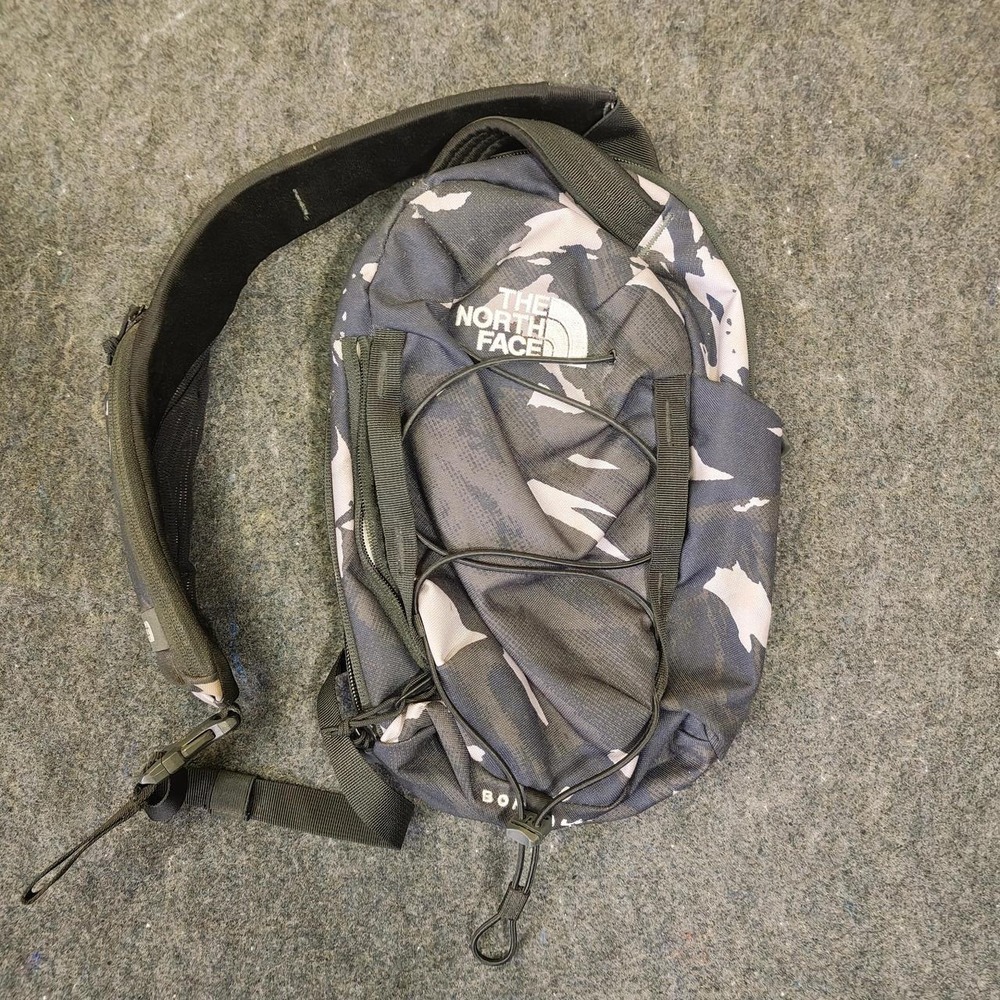 The North Face Borealis Sling Bag Grey Camo Green Hiking Backpack Crossbody